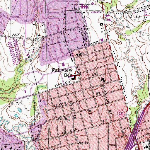 Topographic Map of Fairview School, TX