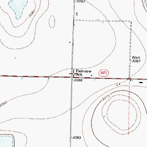 Topographic Map of Fairview School, TX