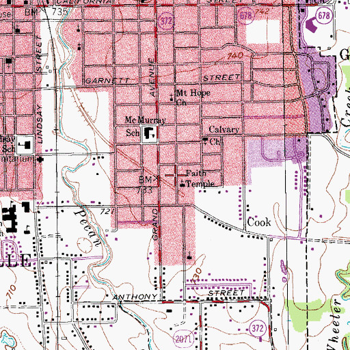Topographic Map of Faith Temple Church, TX