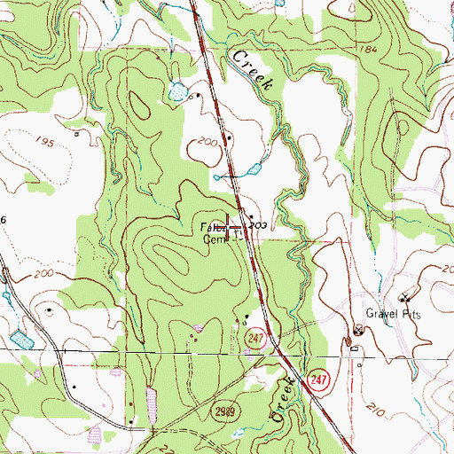 Topographic Map of Falba Cemetery, TX