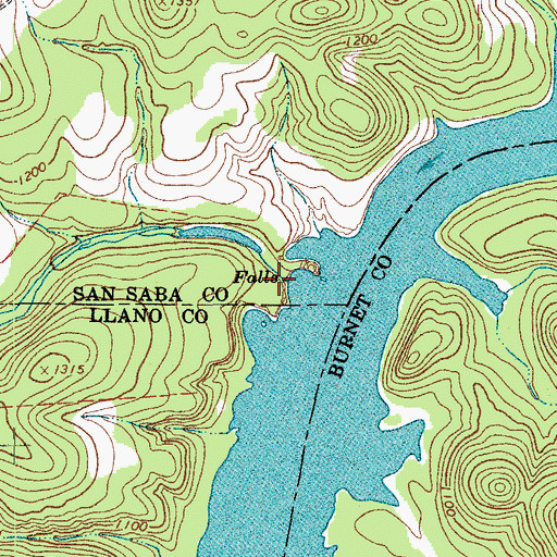 Topographic Map of Fall Creek, TX