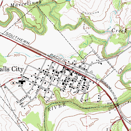 Topographic Map of Falls City, TX