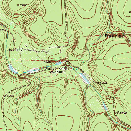 Topographic Map of Falls Prong Windmill, TX