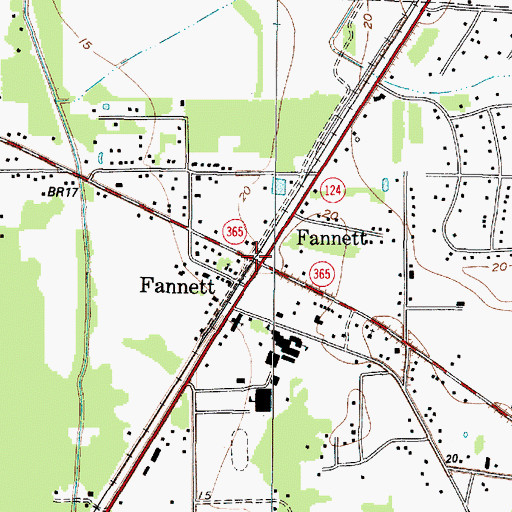 Topographic Map of Fannett, TX