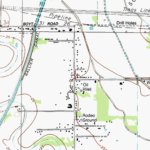 Topographic Map of Fannett School, TX