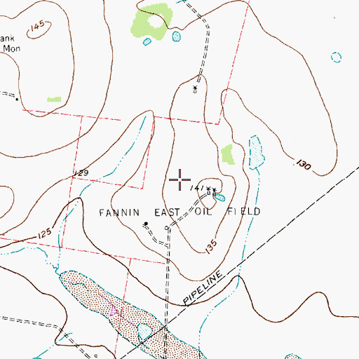 Topographic Map of Fannin East Oil Field, TX