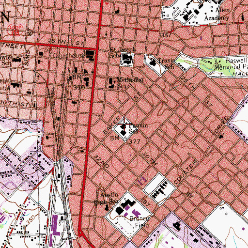 Topographic Map of Fannin School, TX