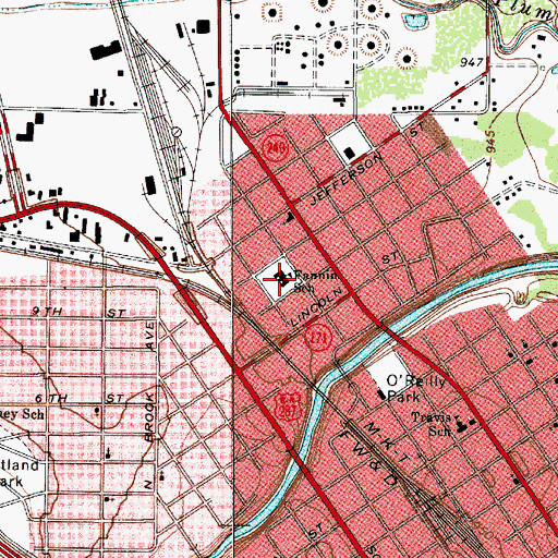 Topographic Map of Fannin School, TX