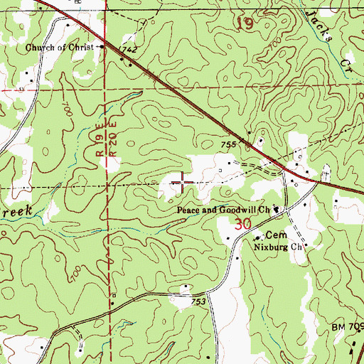 Topographic Map of Peace and Goodwill Cemetery, AL