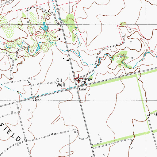Topographic Map of Fargo Church, TX