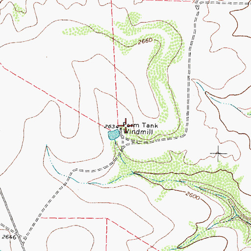 Topographic Map of Farm Tank Windmill, TX