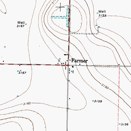 Topographic Map of Farmer, TX
