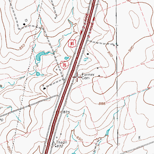 Topographic Map of Farmer Cemetery, TX