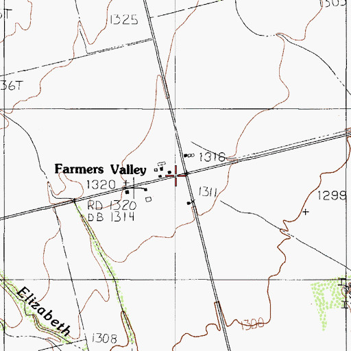 Topographic Map of Farmers Valley, TX