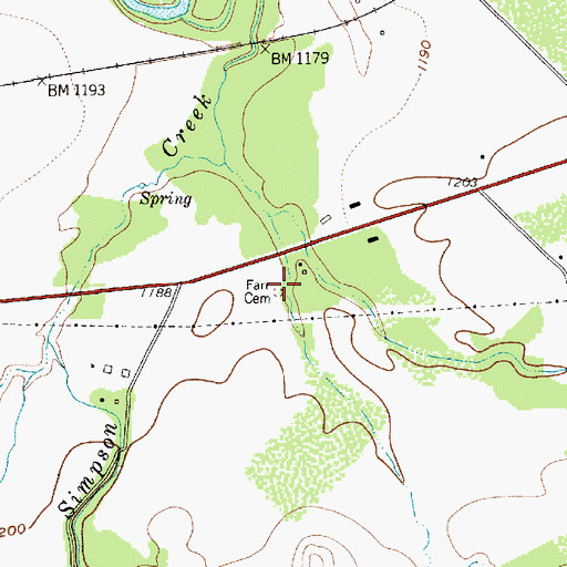 Topographic Map of Farr Cemetery, TX