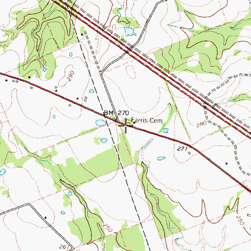Topographic Map of Farris Cemetery, TX