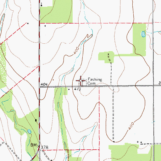 Topographic Map of Fashing Cemetery, TX