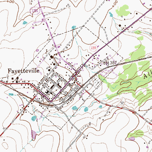 Topographic Map of Fayetteville, TX