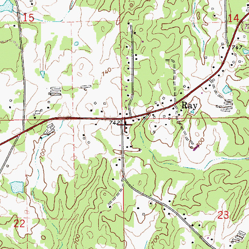 Topographic Map of Ray Baptist Church, AL