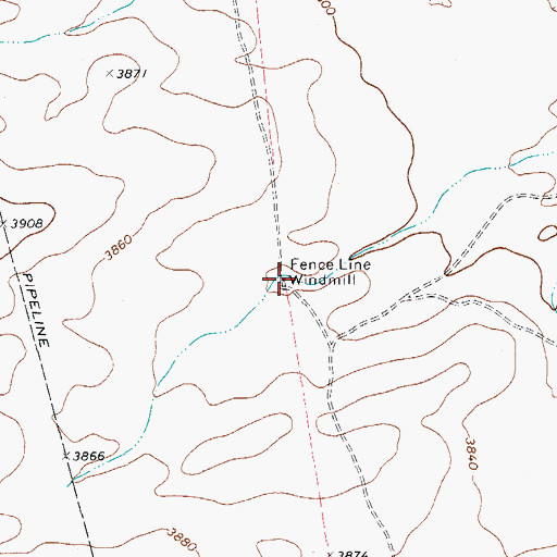 Topographic Map of Fence Line Windmill, TX