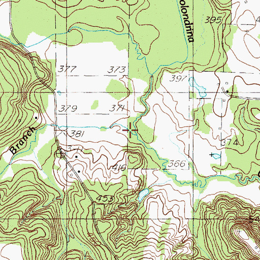 Topographic Map of Fenton Springs Branch, TX