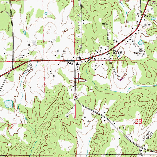 Topographic Map of Ray Community Center, AL