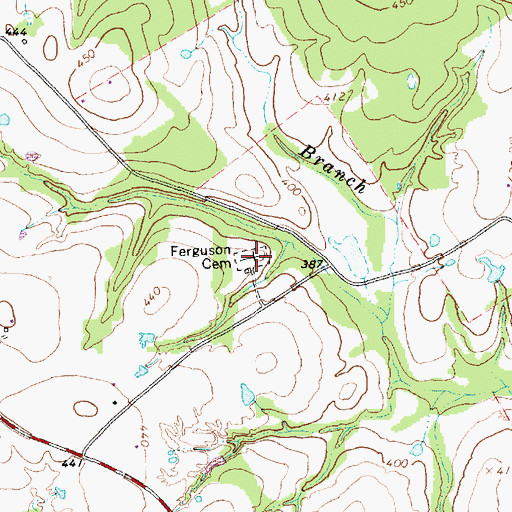 Topographic Map of Ferguson Cemetery, TX