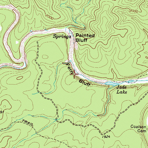 Topographic Map of Fern Bluff, TX