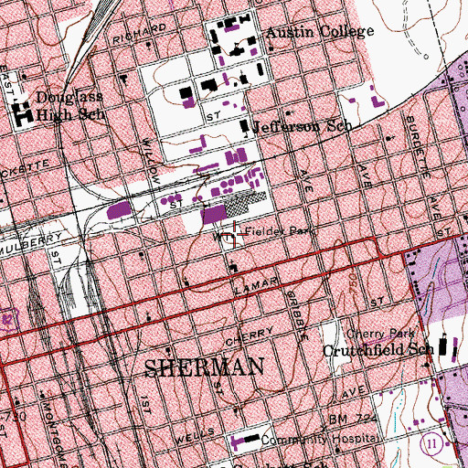 Topographic Map of Fielder Park, TX