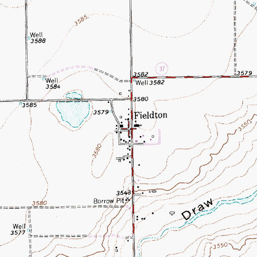 Topographic Map of Fieldton, TX