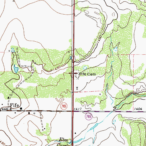 Topographic Map of Fife Cemetery, TX