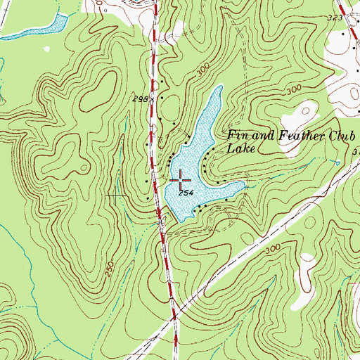 Topographic Map of Fin and Feather Club Lake, TX