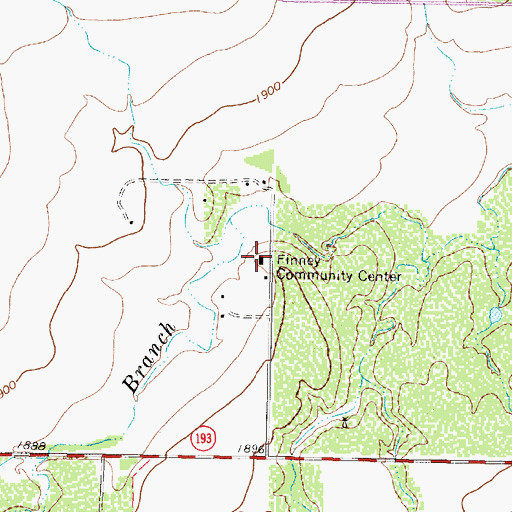Topographic Map of Finney Community Center, TX