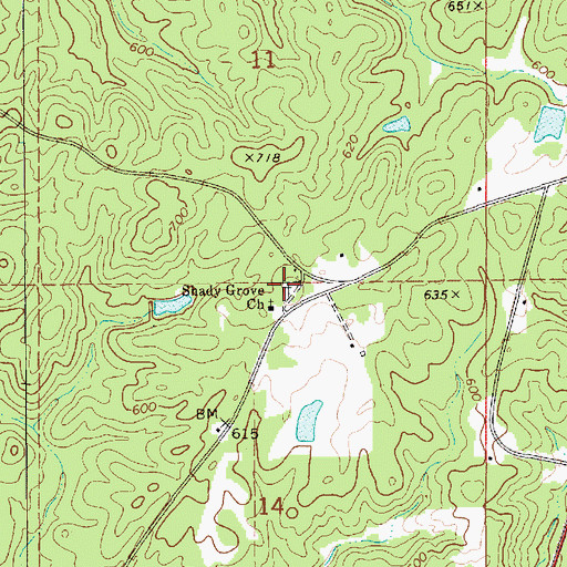 Topographic Map of Shady Grove Cemetery, AL