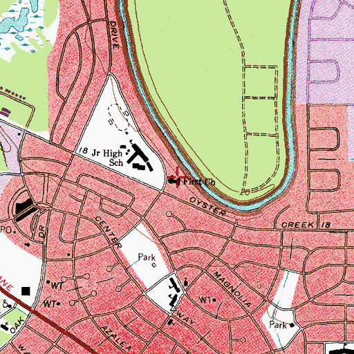 Topographic Map of First Church, TX