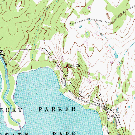 Topographic Map of First Church, TX