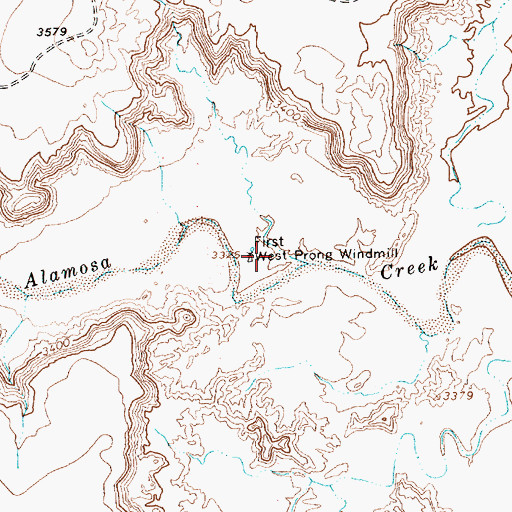 Topographic Map of First West Prong Windmill, TX