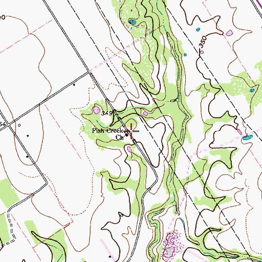 Topographic Map of Fish Creek Church, TX