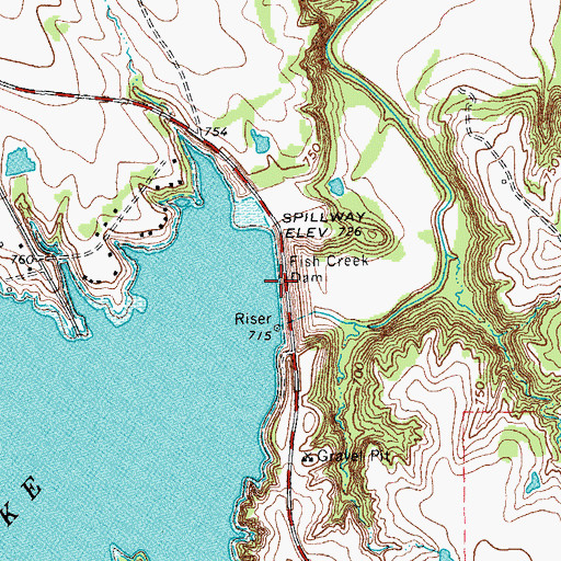 Topographic Map of Fish Creek Dam, TX