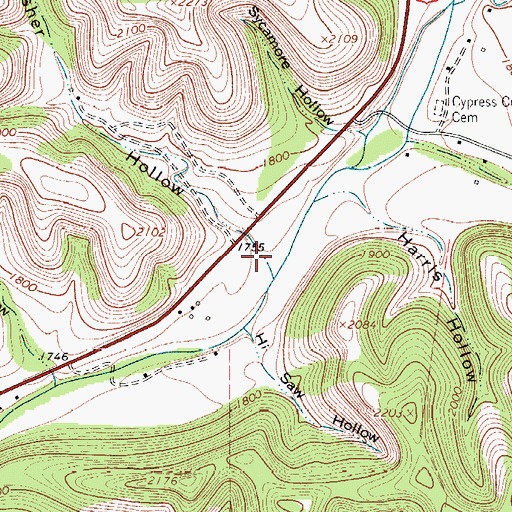 Topographic Map of Fisher Hollow, TX