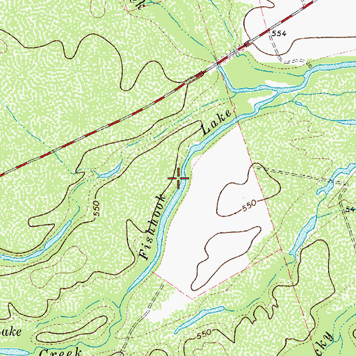 Topographic Map of Fishhook Lake, TX