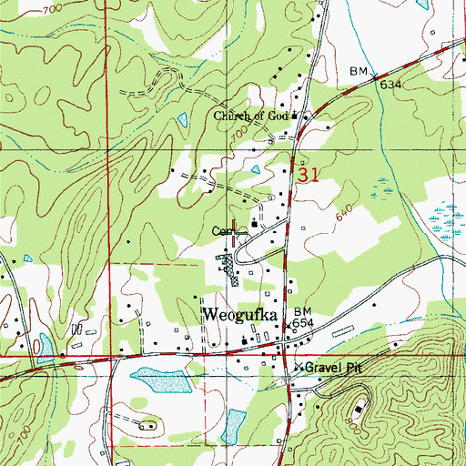 Topographic Map of Stewarts Cemetery, AL