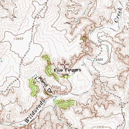 Topographic Map of Five Fingers, TX