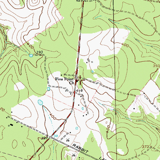 Topographic Map of Five Point Church, TX