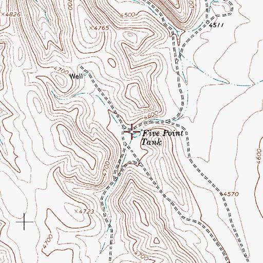 Topographic Map of Five Point Tank, TX