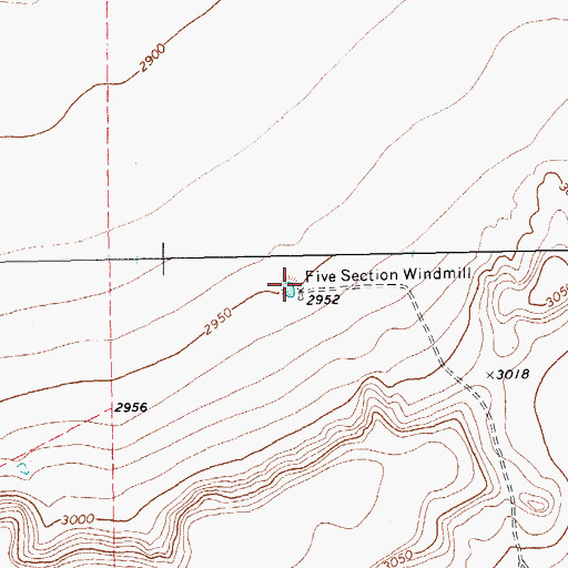 Topographic Map of Five Section Windmill, TX