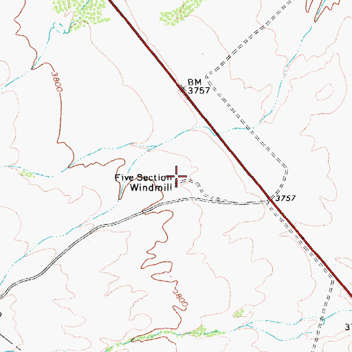Topographic Map of Five Section Windmill, TX