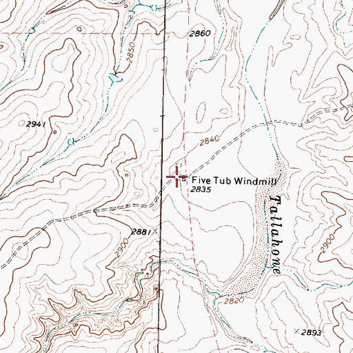 Topographic Map of Five Tub Windmill, TX