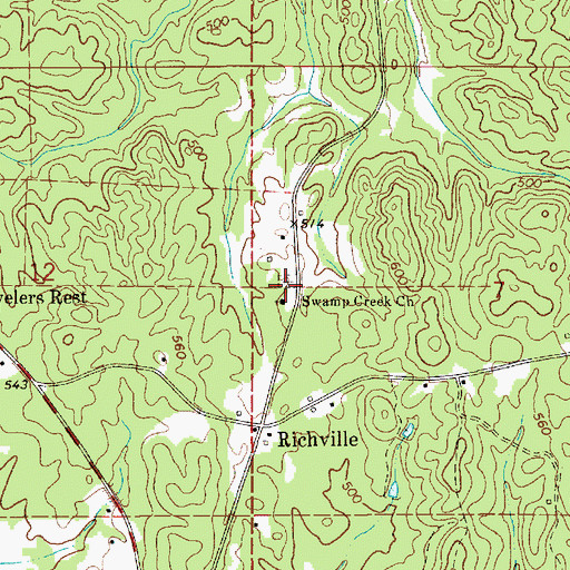 Topographic Map of Swamp Creek Cemetery, AL