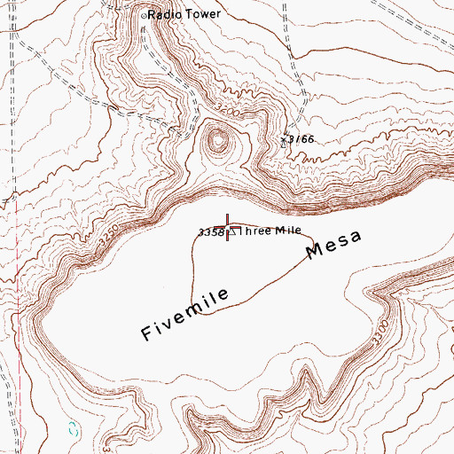 Topographic Map of Fivemile Mesa, TX